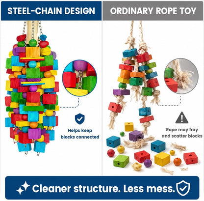 Zephyriel colorful block bird toy safe for macaws and cockatoos