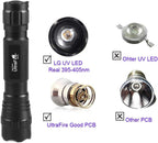 ULTRAFIRE mini blacklight flashlight kit with rechargeable battery and charger