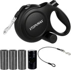 26Ft Retractable Dog Leash - for Dog Up to 110lbs, Tangle Free Walking Leash with Chew Proof Cable | LED Light | Dispenser | Poop Bags, Quick Lock Braking & Non-Slip Handle (White) - Image 11