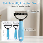 Premium pet undercoat brush reducing household pet dander and shedding