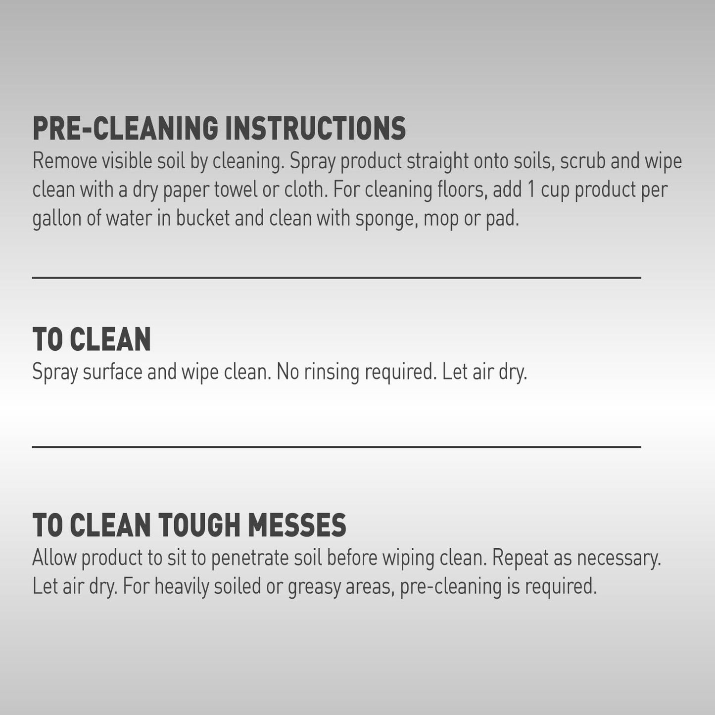 Back label of Natures Miracle pet disinfectant product