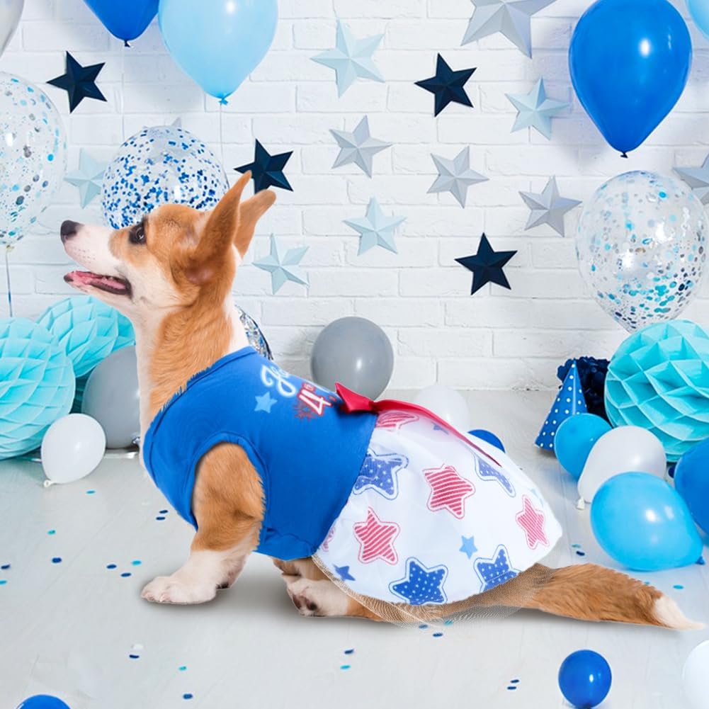 BAOBICUTE Independence Day puppy apparel soft cotton spandex dress