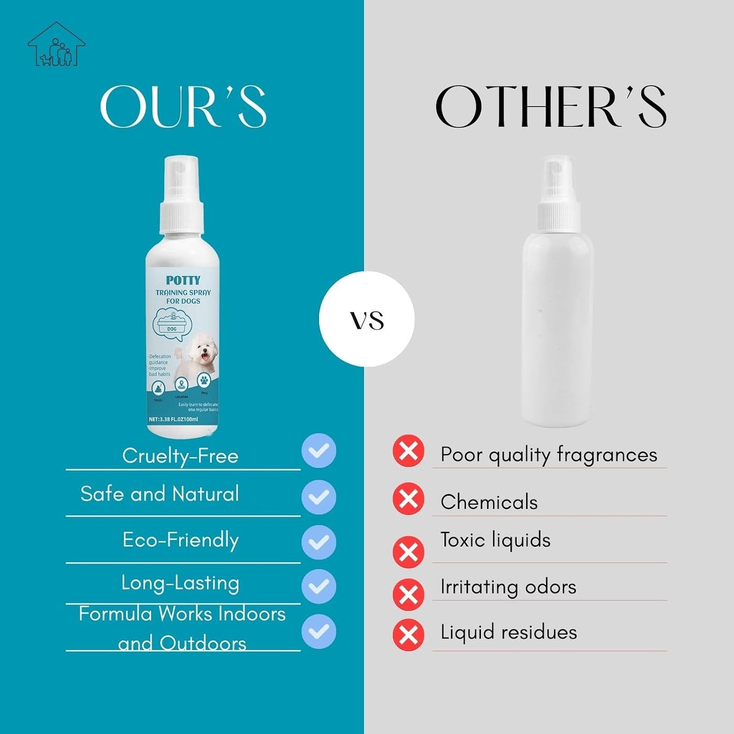 Safe and effective pet potty training solution bottle