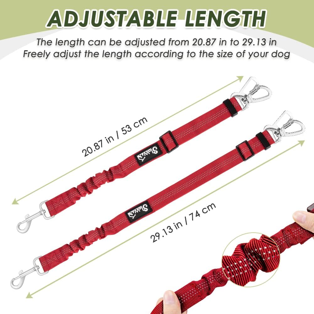 SlowTon Dog Seatbelt, 2 Pack Dog Seat Belt Car Leash Adjustable Elastic Bungee Buffer Heavy Duty Nylon Reflective Pet Safety Tether Connect to Dog Harness for Travel Riding in Vehicle (Daul Clip, B) - Image 10