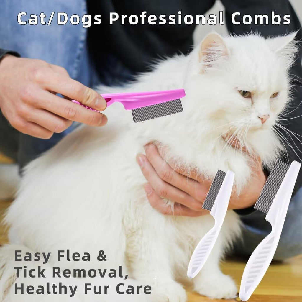 Demonstrating flea removal on cat fur
