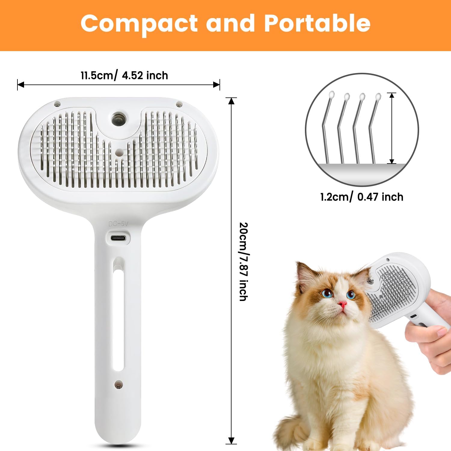 FourSeas 3 in 1 pet steam brush packaging box and included charging cable