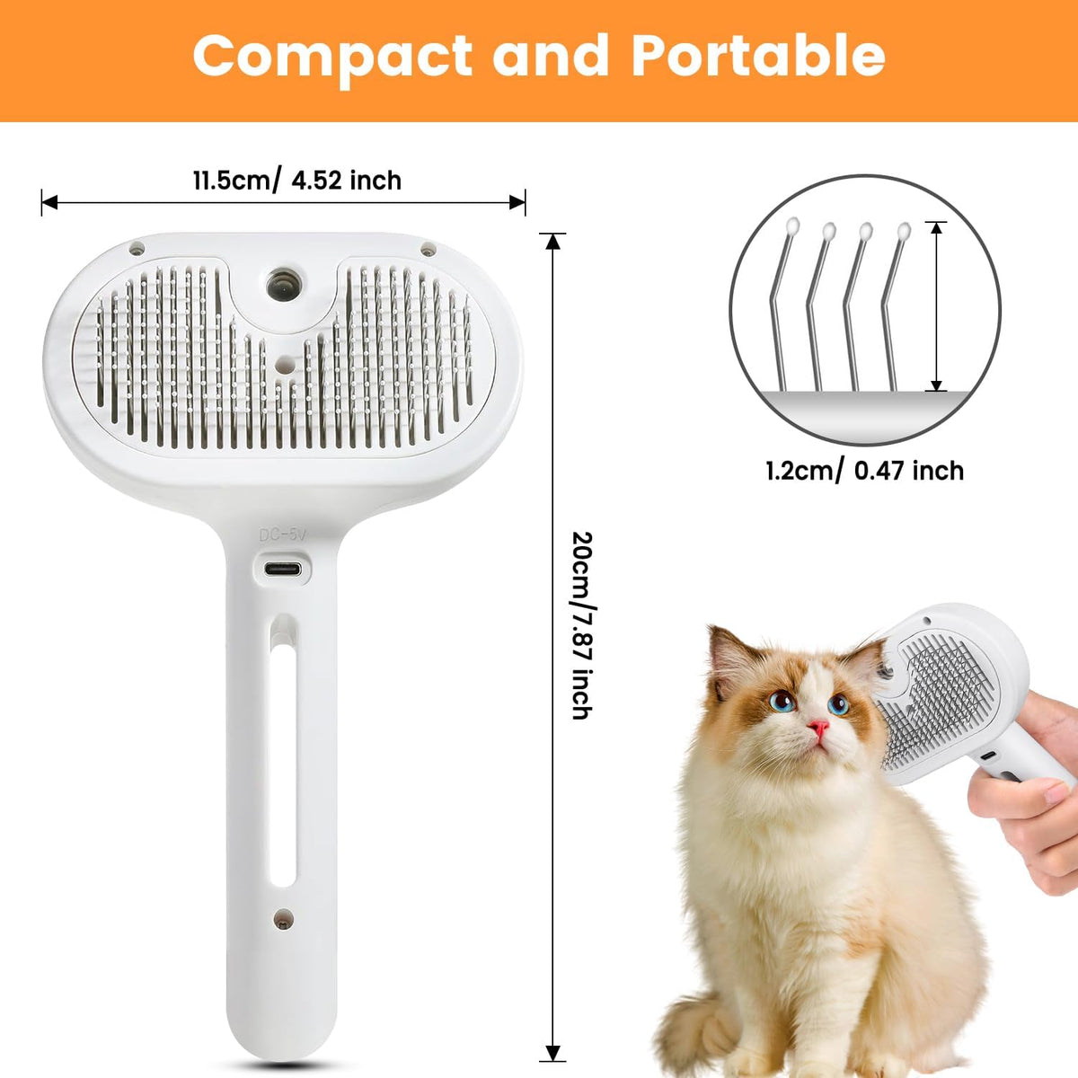 FourSeas 3 in 1 pet steam brush packaging box and included charging cable