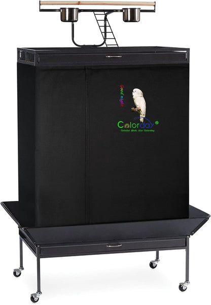 Colorday Good Night Bird Cage Cover for Large Bird Cage with Play Top (Patented), Black 68" - Image 10