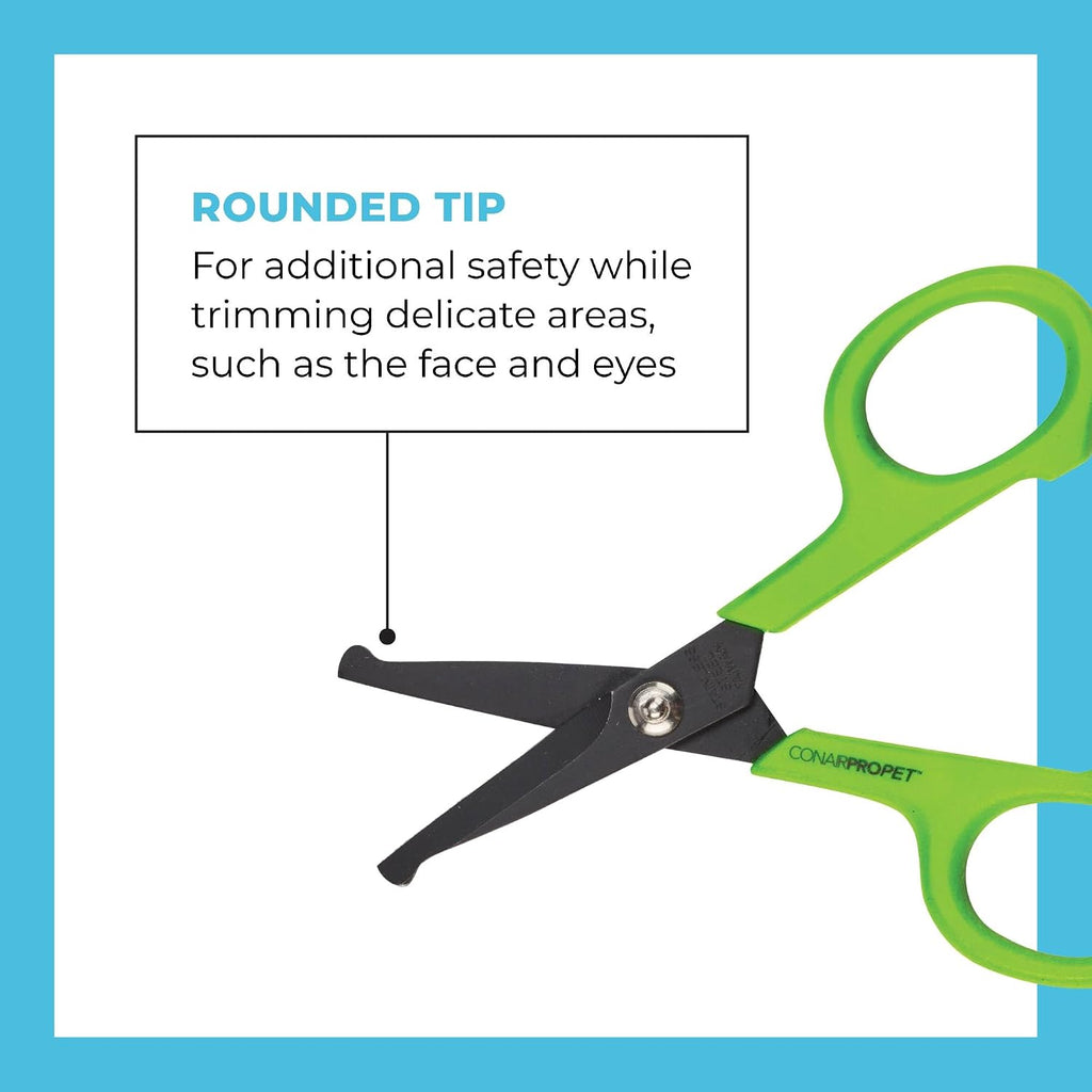 Detailed view of stainless steel blades on Conairpropet pet shears