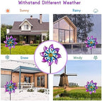 Detailed view of the weather-resistant finish on garden metal spinner