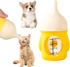 UOUVOSTA pet nursing bottle front view showing yellow body and white silicone nipple