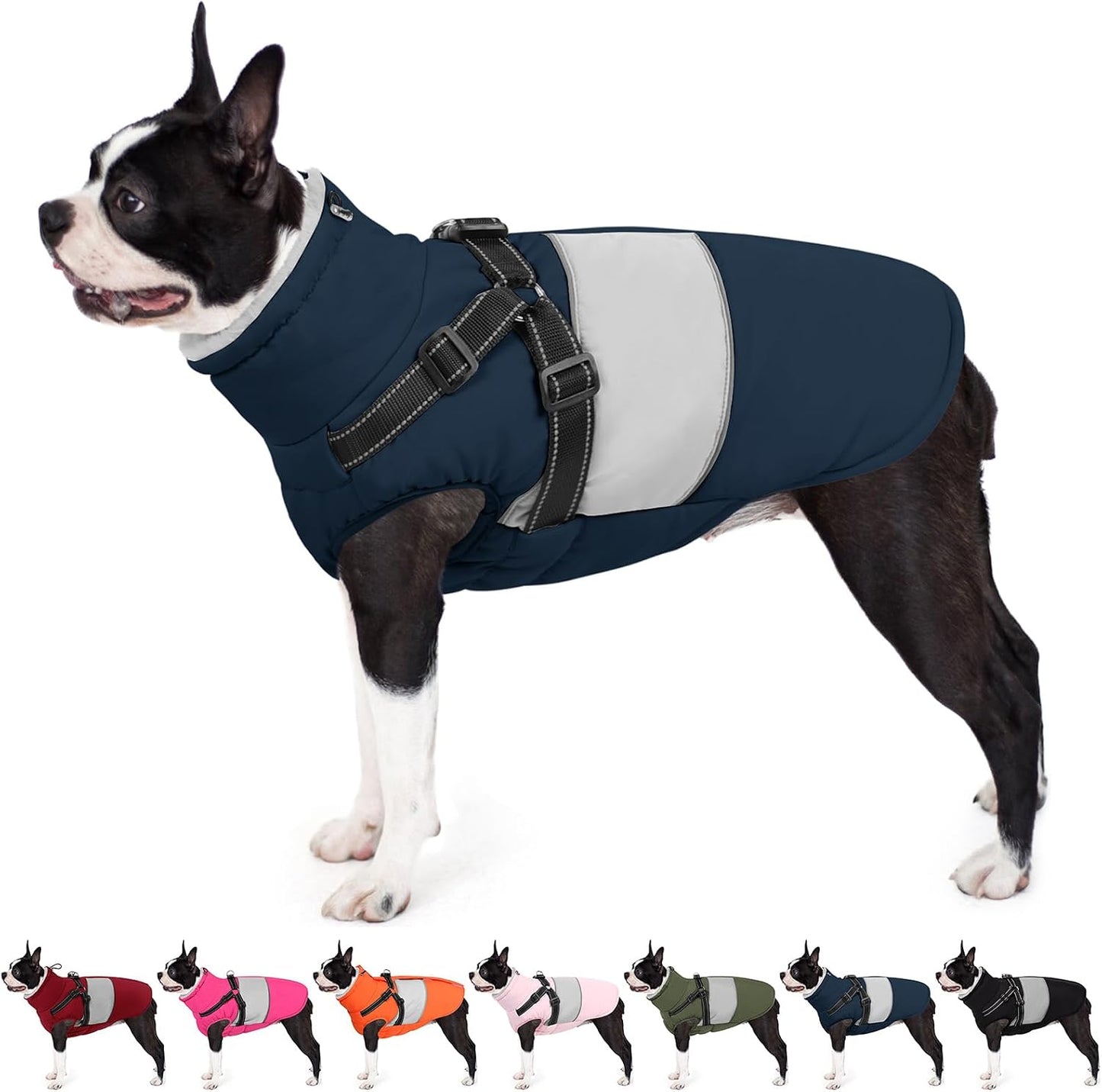 AOFITEE Dog Coat, Large Dog Jacket, Dogs Coat with Harness Built in, Reflective Waterproof Dogs Jackets Winter with Furry Collar, Warm Polar Fleece Pet Sweater Snowsuit for Doberman, Great Dane XXXL - Image 11
