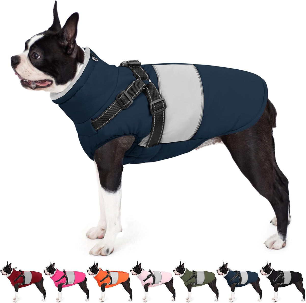 AOFITEE Dog Coat, Large Dog Jacket, Dogs Coat with Harness Built in, Reflective Waterproof Dogs Jackets Winter with Furry Collar, Warm Polar Fleece Pet Sweater Snowsuit for Doberman, Great Dane XXXL - Image 11