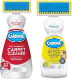 Carbona pet stain and odor remover bottle highlighting resoiling prevention feature