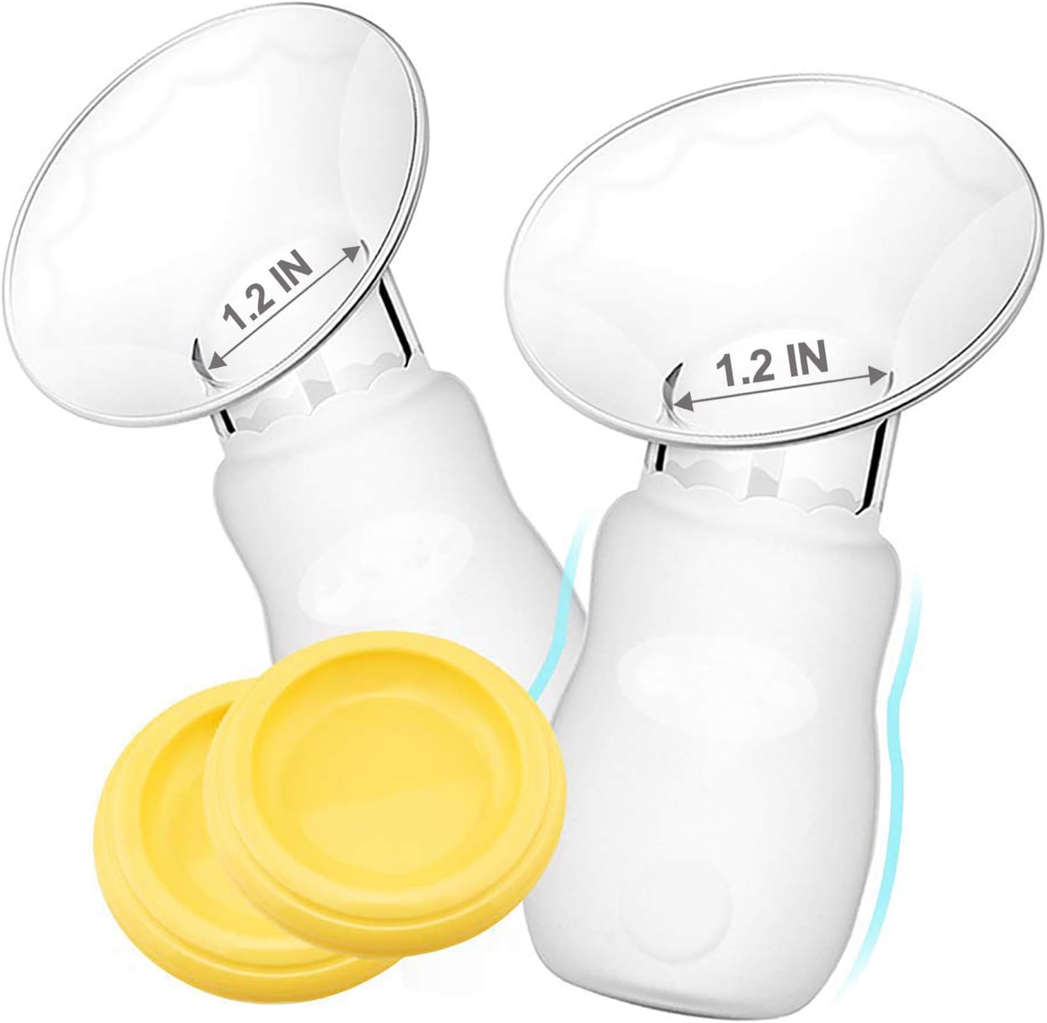 Wanateber silicone manual breast pump front view showing ergonomic yellow design for nursing mothers.