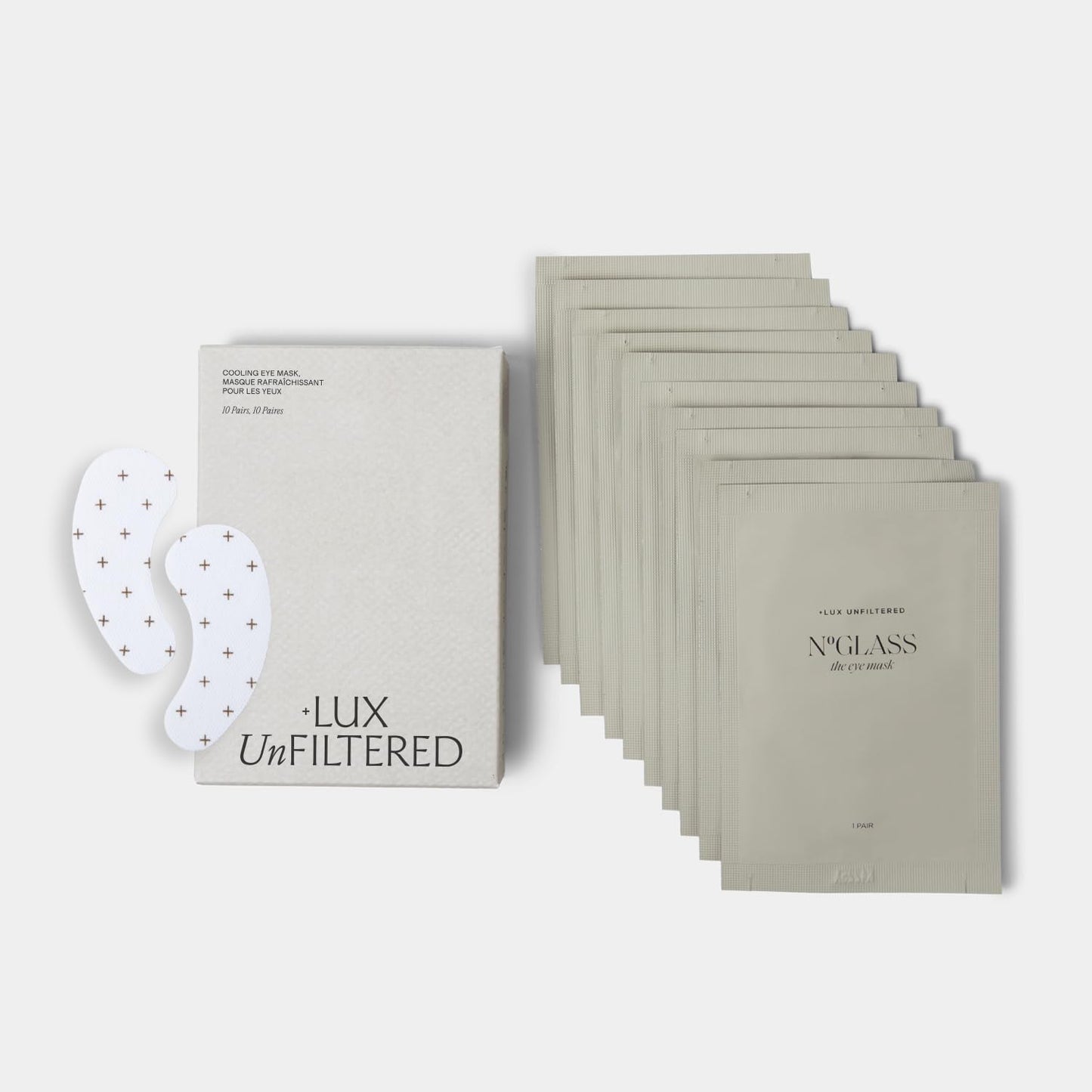 '+ Lux Unfiltered Iced Latte Cooling Under Eye Patches front view pack packaging