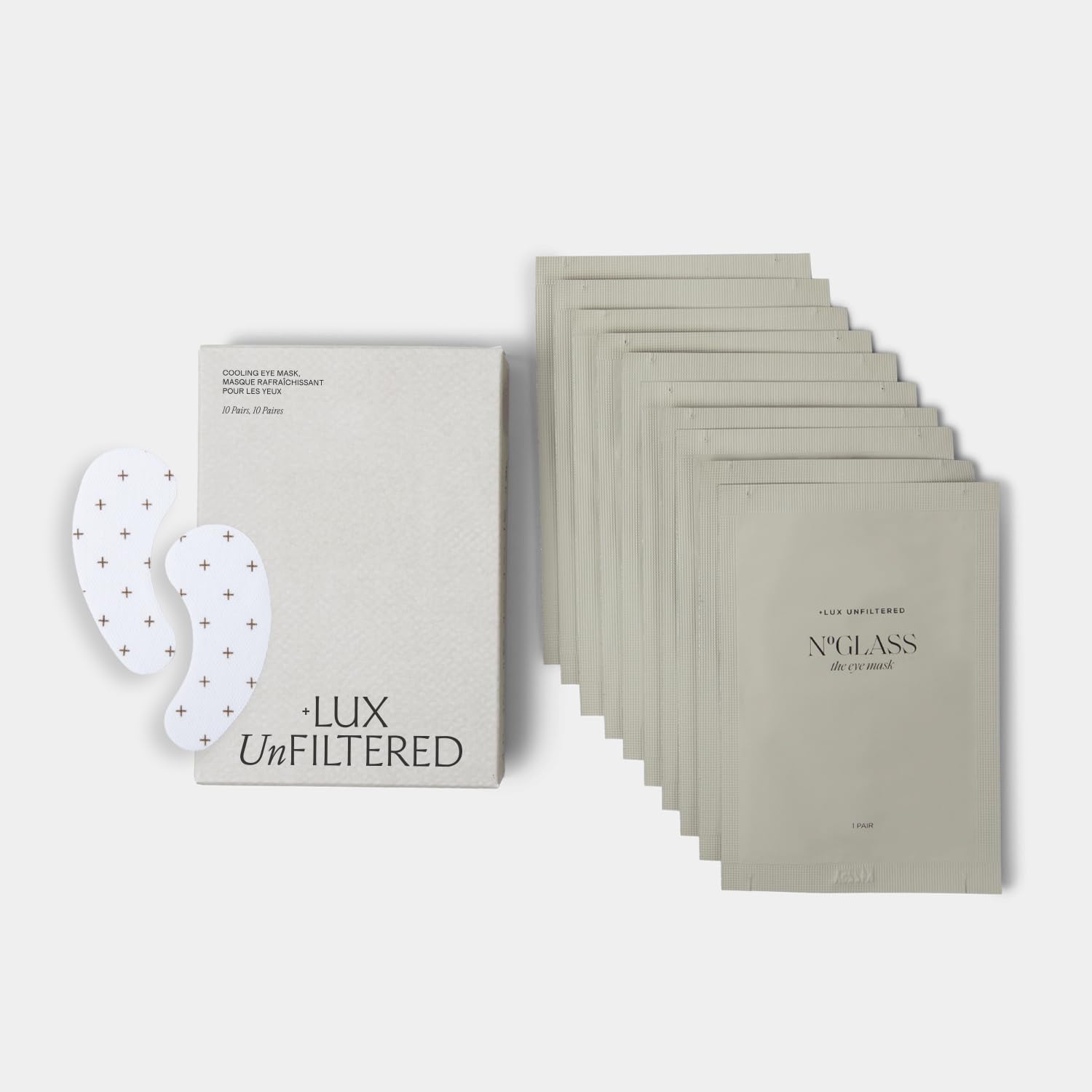 '+ Lux Unfiltered Iced Latte Cooling Under Eye Patches front view pack packaging