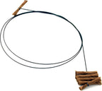 Close up view of Cat Dancer cardboard chaser lure attached to flexible spring steel wire