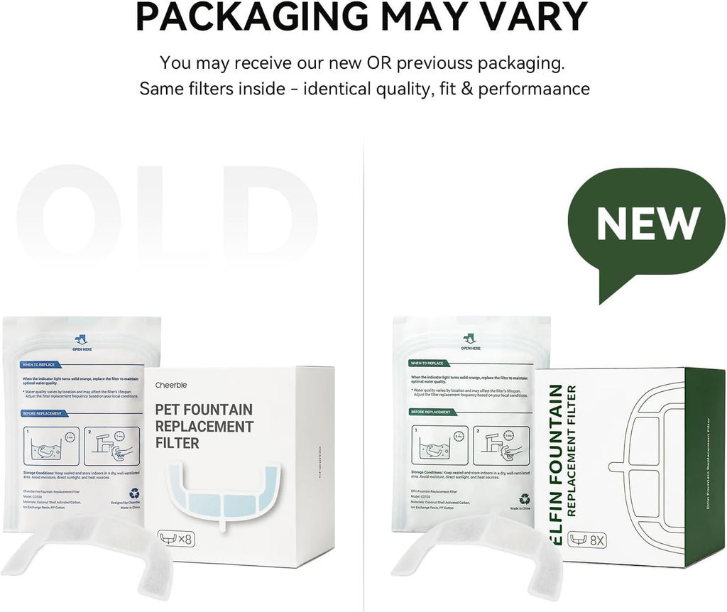 Cheerble 8-pack water fountain filters packaging