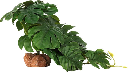 Woledoe artificial monstera plant for reptile tank front view
