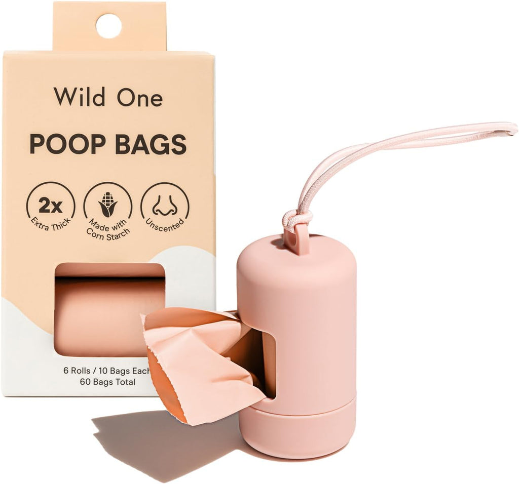 Wild One Dog Poop Bag Holder and Dispenser with Leash Attachment, Leak Proof, Easy Twist Top for Refills, Includes 1 Roll Bags, Lilac - Image 14