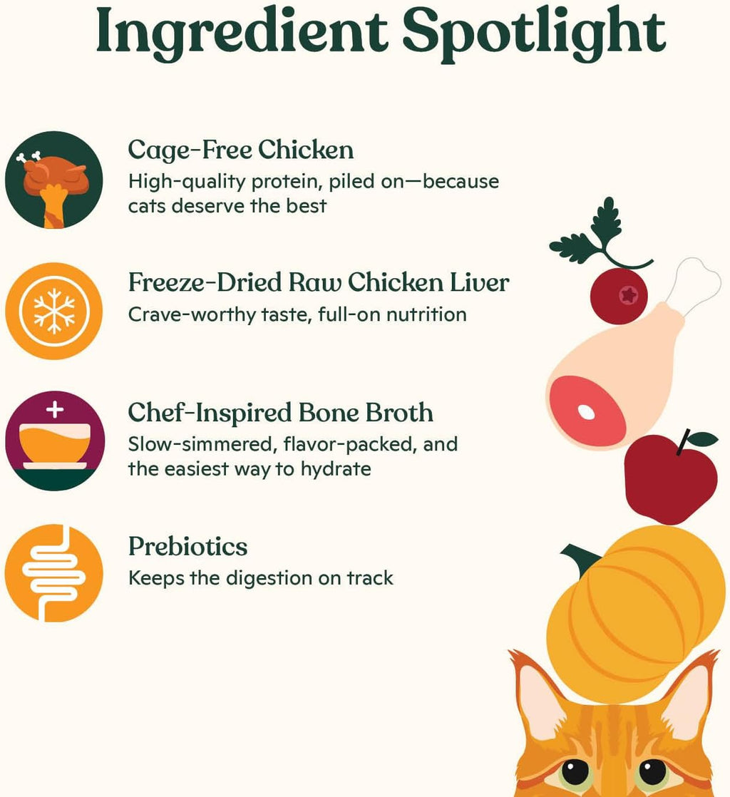 Made by Nacho bone broth infused grain friendly adult cat food packaging back