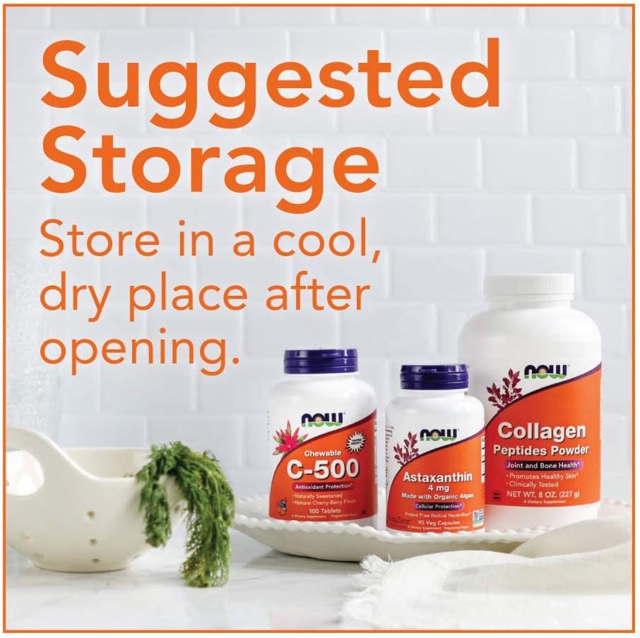 Close up of Now Foods Glycine capsules showing the vegetarian capsule design