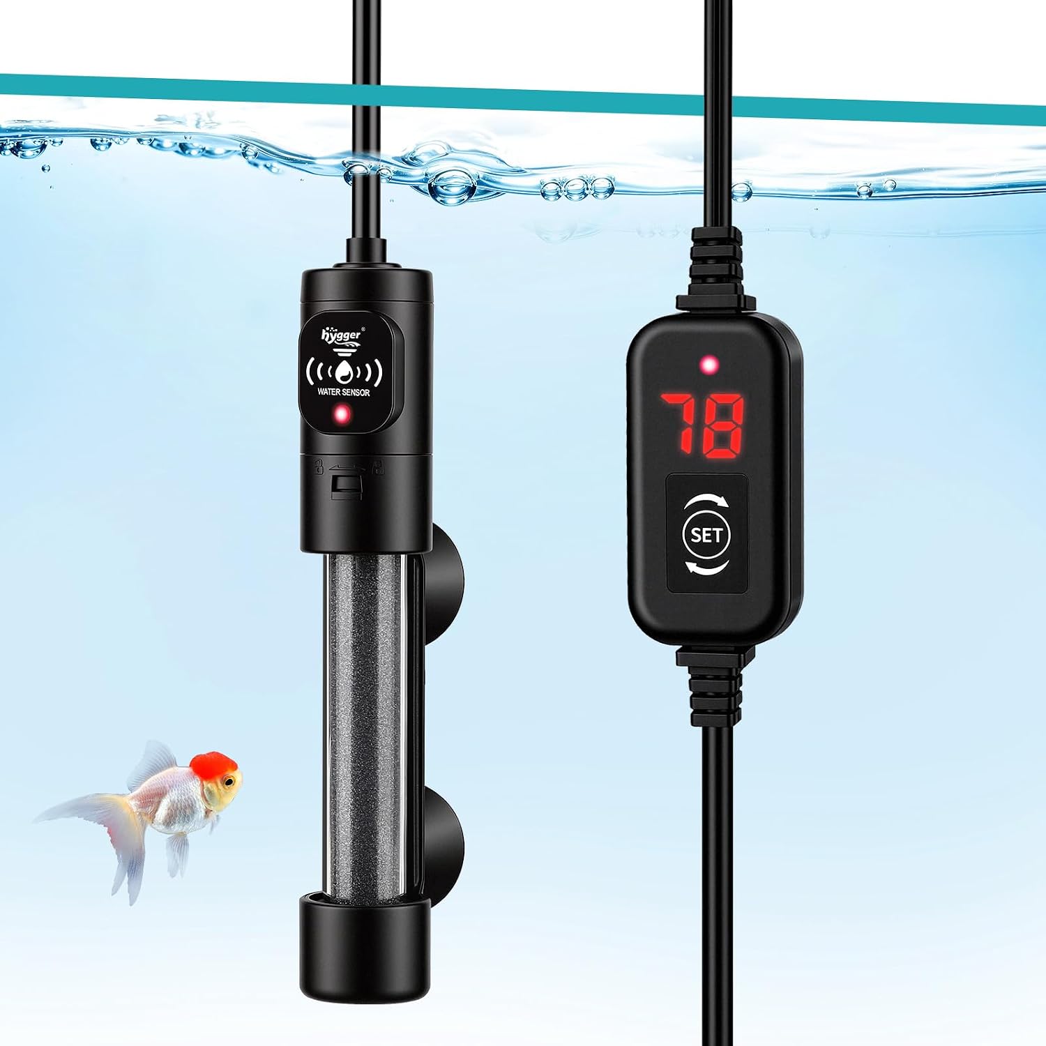 Hygger 25W submersible aquarium heater front view