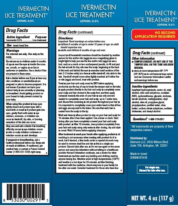Close up of Ivermectin 0.5 percent lice treatment label details