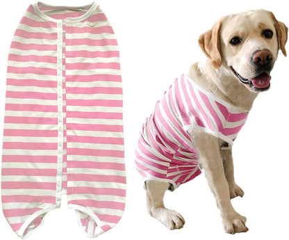 Dog's Recovery Suit Post Surgery Shirt for Puppy, Wound Protective Clothes for Little Animals Dogs Cats (Pink White Stripe-s) - Image 11