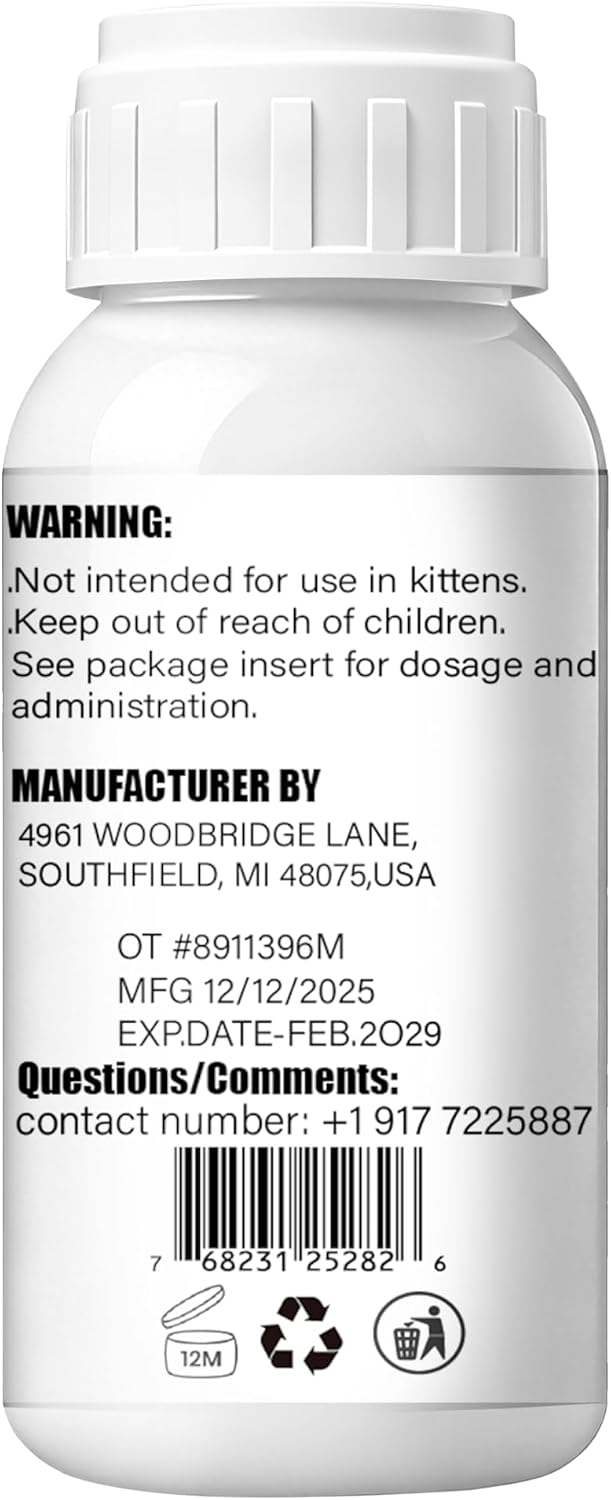 Authentic BiKontrun cat wormer liquid being measured with a syringe