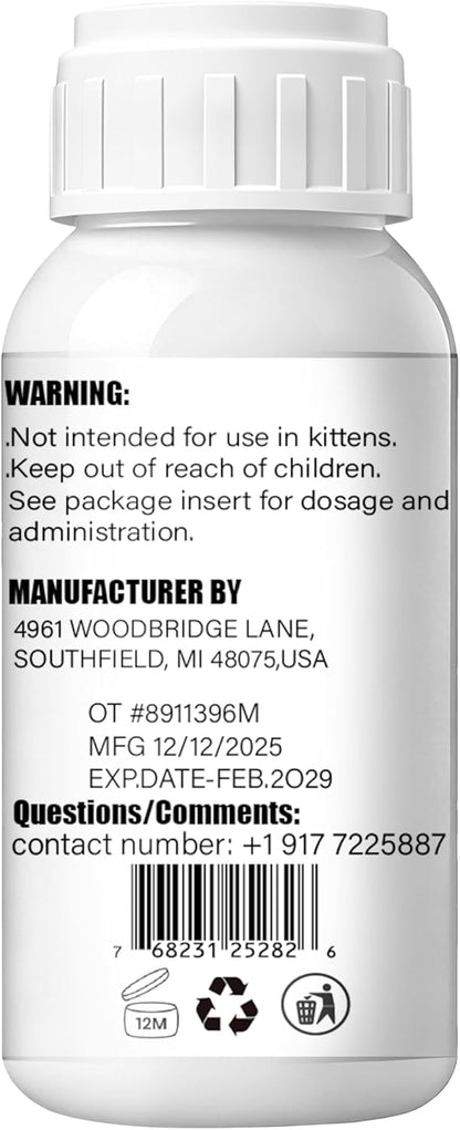 Authentic BiKontrun cat wormer liquid being measured with a syringe
