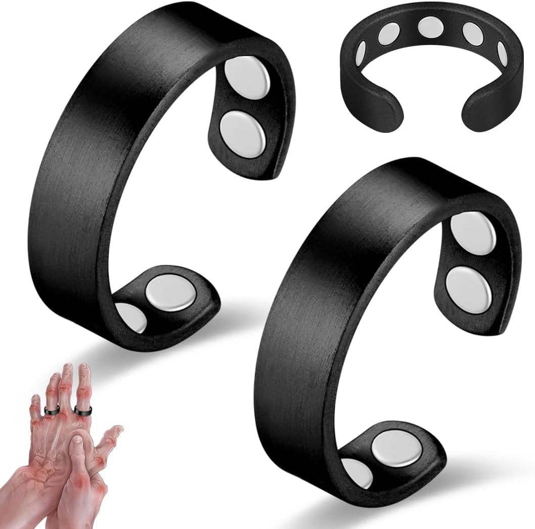 Vicmag Magnetic Pure Copper Rings front view showing matte black finish.