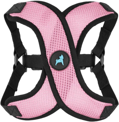 Gooby Comfort X purple medium harness laid flat illustrating easy step in design.