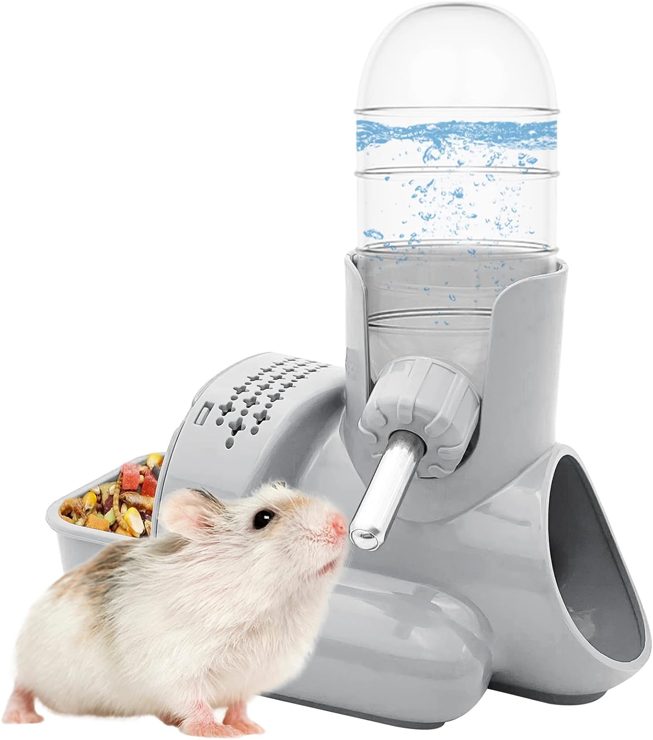 VANNON 3 in 1 Hamster Water Bottle No Drip Small Animal Water Bottle Automatic Bottle Dispenser with Food Container Base Hut and Hideout Base 4oz/120ml,Leekproof, BPA Free - Image 10