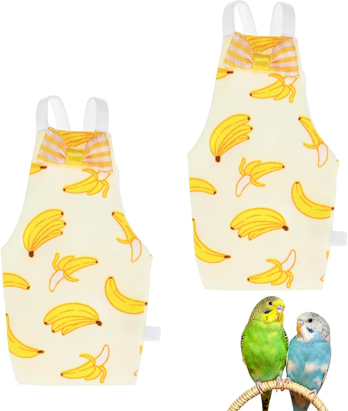M METERXITY 2-Pack Adjustable Bird Diapers, 3.4"x2" Washable Reusable Flight Suit Pigeon Pants Urine Wet Suit Costume for Cockatiel/Lovebird/Monk, Pet Parrot Nappy [Bowknot Green, - Image 14