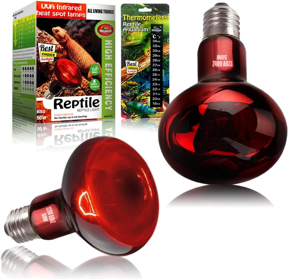MCLANZOO premium imported reptile heat lamp packaging displaying product specifications clearly.