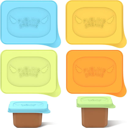Giichen silicone baby food lids front view on containers