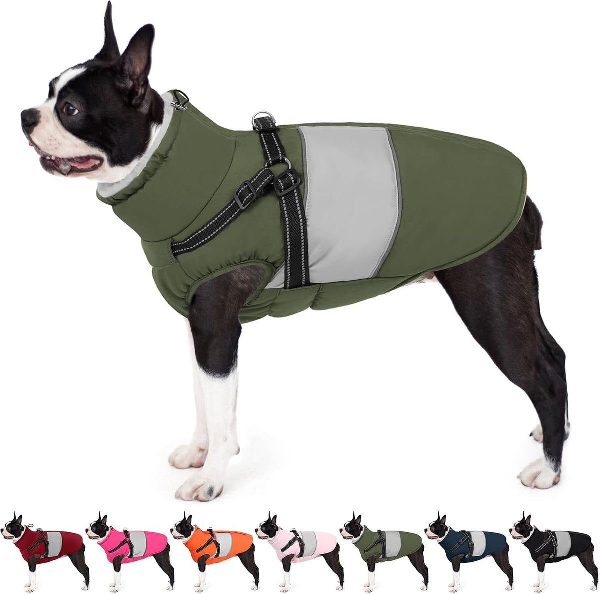 AOFITEE Dog Coat, Large Dog Jacket, Dogs Coat with Harness Built in, Reflective Waterproof Dogs Jackets Winter with Furry Collar, Warm Polar Fleece Pet Sweater Snowsuit for Doberman, Great Dane XXXL - Image 9