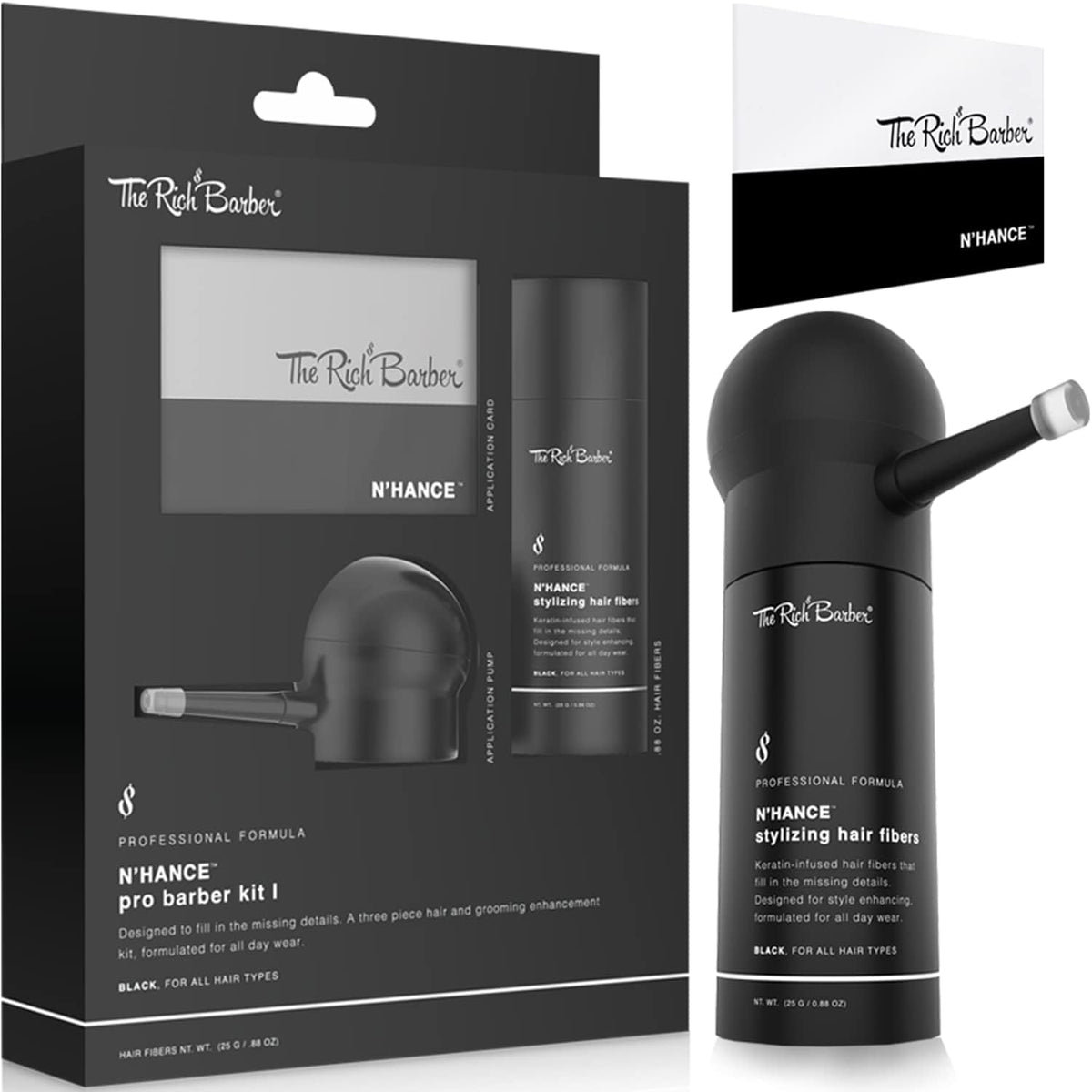 The Rich Barber N Hance Pro Barber Kit front view packaging and components