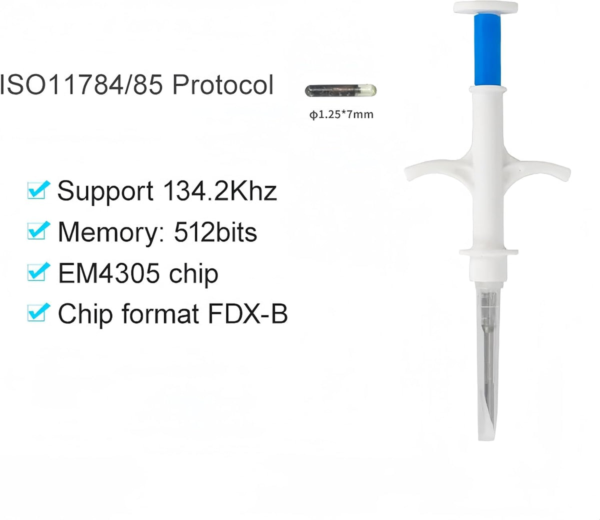 Premium imported animal identification chip sterile protective cap detail.