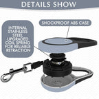Grey tangle free retractable leash for two dogs