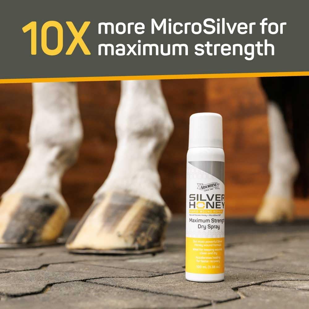 Absorbine Silver Honey 100 milliliter spray bottle with veterinary wound care label