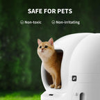 Close up of pet safe non toxic cat litter box deodorizer block showing protective plastic case