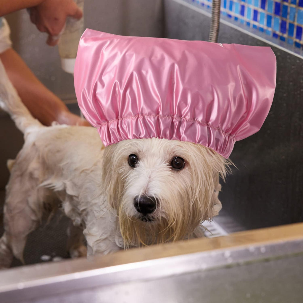 Pet Shower Cap Waterproof Reusable Bath Ear Covers with Adjustable Strap Cat Dog Bathing Hat for Ears Protection Elastic Headgear for Cat Dog Kitten Puppy (Pink,M (12.6''-18.1'')) - Image 9