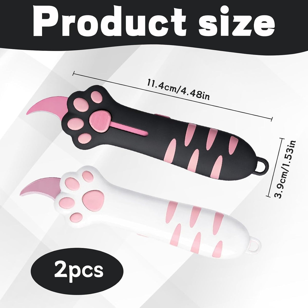 Pink and black retractable cat claw utility knives
