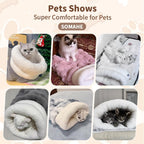 SOMAHE Cat Sleeping Bag for Indoor Cats, Faux Fur Pet Cave Bed & Burrow Nest, Reversible Plush Snuggle Sack, Portable Foldable Mat, Machine Washable, Anti-Static, 21.7"x17.7" Coffee - Image 9