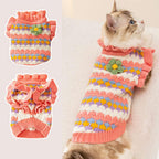 Side profile of pink medium puppy winter outfit showing the snug pullover design.