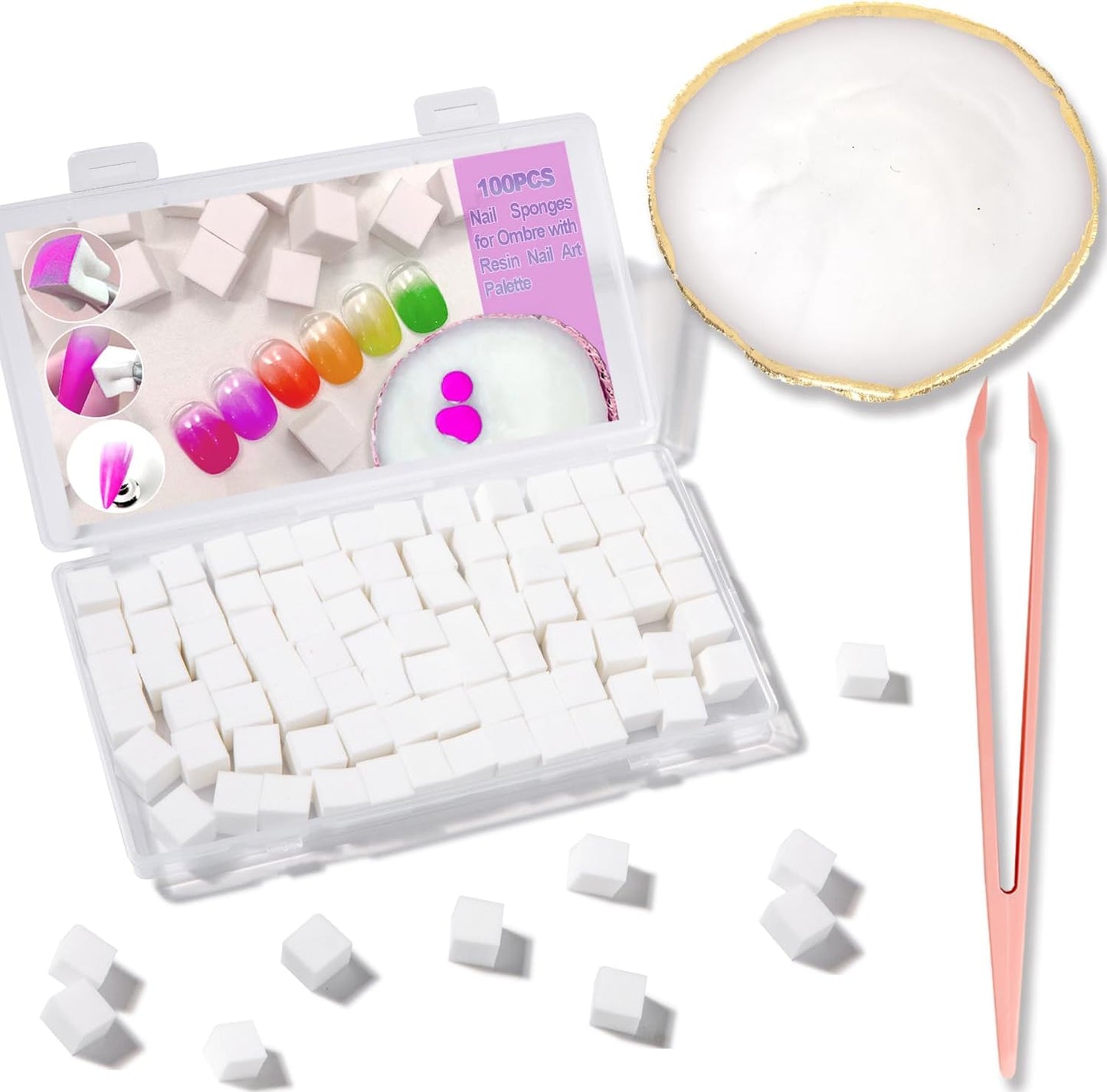 Haozher nail art palette and sponge kit front view