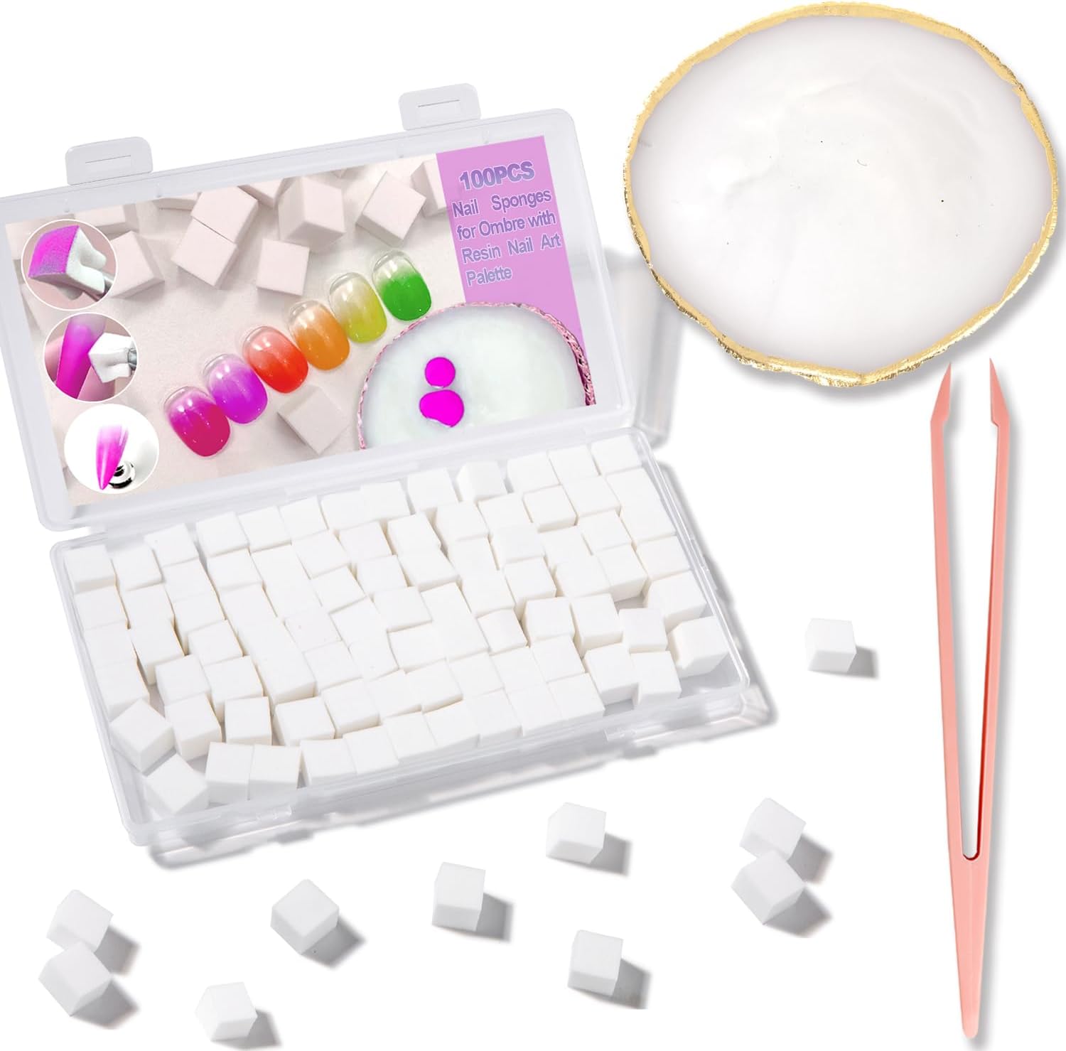 Haozher nail art palette and sponge kit front view